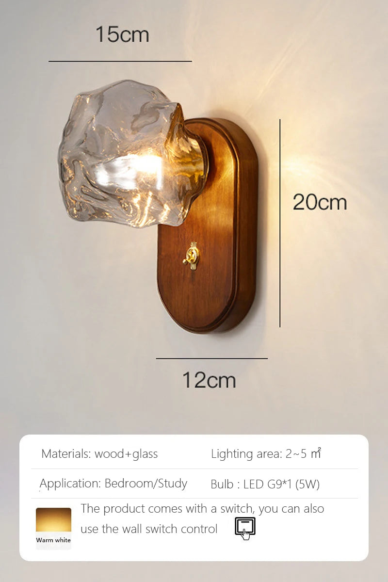 applique murale moderne en bois design nordique avec éclairage led - vue 8 sur 9