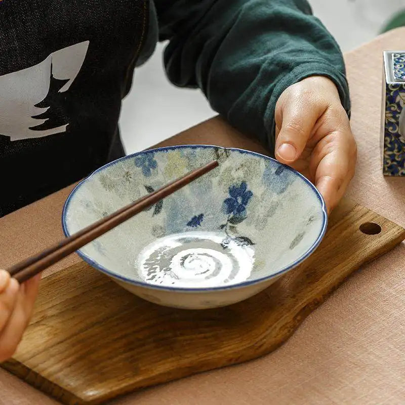 Assiettes ceramique emaillee style floral japonais quotidien - vue 4 sur 6