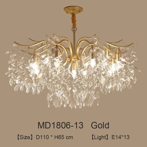 Nordischer LED-Kronleuchter aus Kristall, luxuriöse Dekoration - vue 11 sur 14