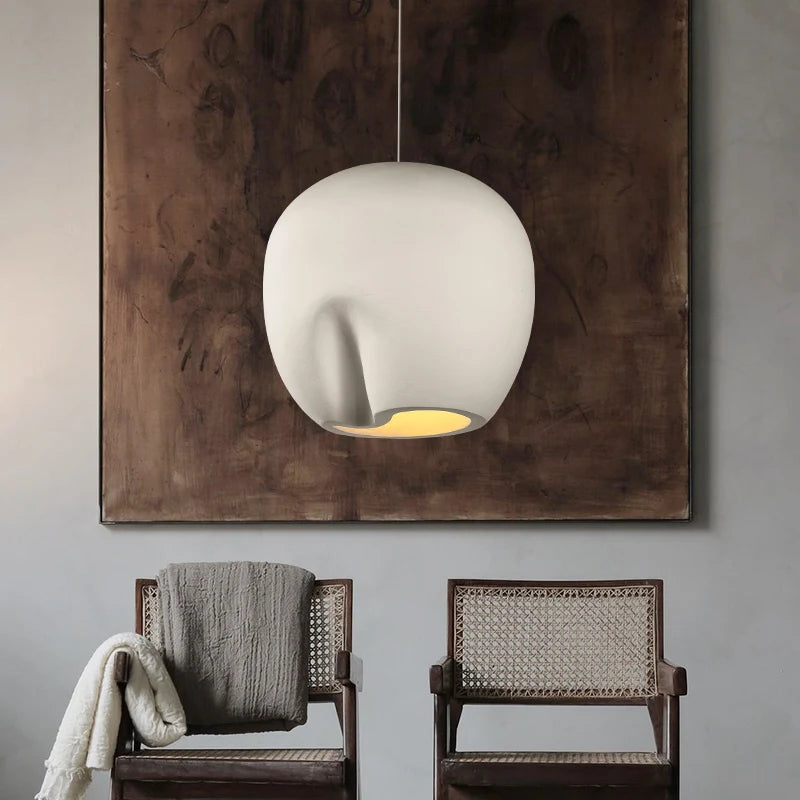 suspension Fait à la main en polystyrène Wabi Sabi personnalité polystyrène bois maison salon E27 LED - vue 9 sur 9
