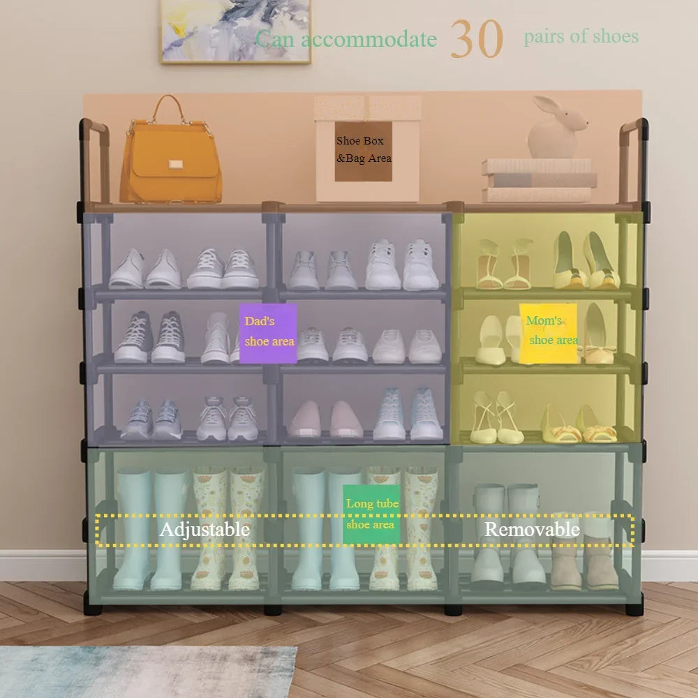 étagère à chaussures multicouche gain de place en métal - vue 6 sur 11