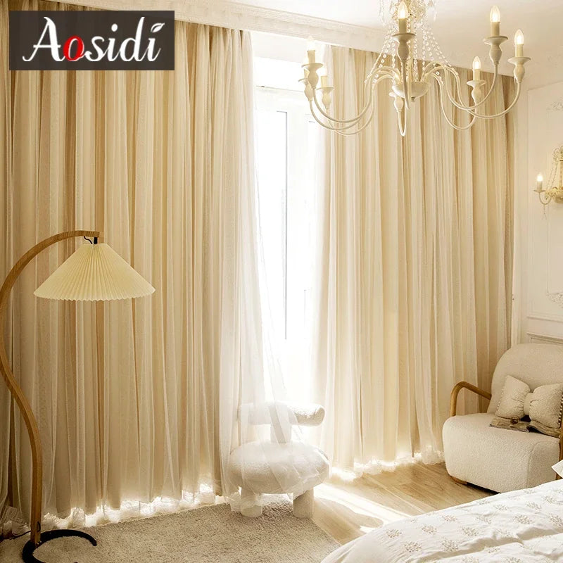 Rideau occultant double couche style japonais pour chambre