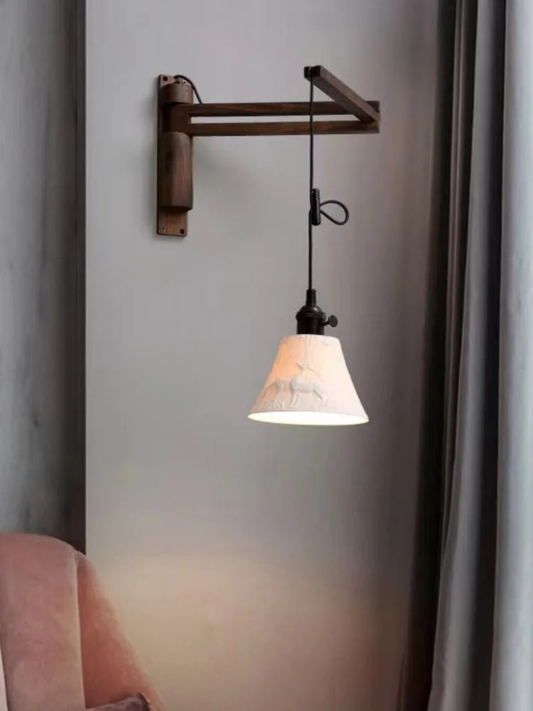 applique murale pliante rétro en noyer pour ambiance nostalgique - vue 2 sur 11