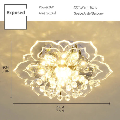 Luxuriöse LED-Deckenleuchte aus Kristall für die Balkondekoration - vue 12 sur 12