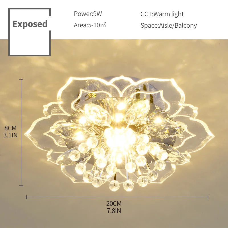 Luxuriöse LED-Deckenleuchte aus Kristall für die Balkondekoration - vue 12 sur 12