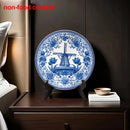 Assiette murale 20 cm porcelaine motif moulin vintage