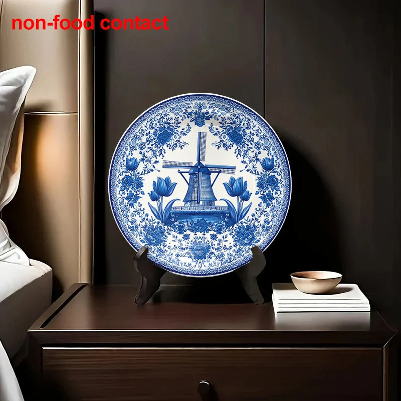 Assiette murale 20 cm porcelaine motif moulin vintage - vue 5 sur 5