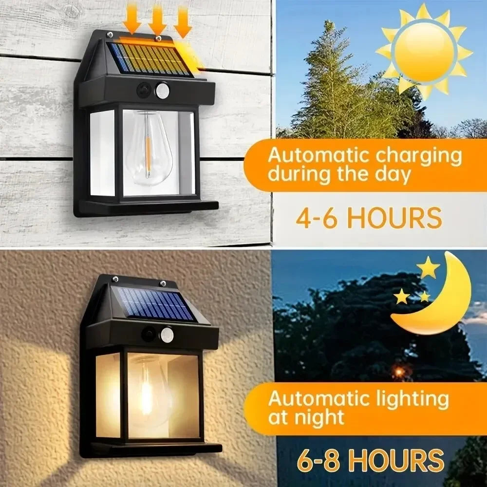 lampe de nuit solaire en tungstène trois modes étanche pour jardin - vue 3 sur 10