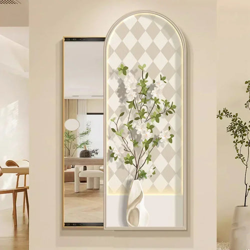 miroir carré nordique décoratif avec cadre floral esthétique - vue 4 sur 9