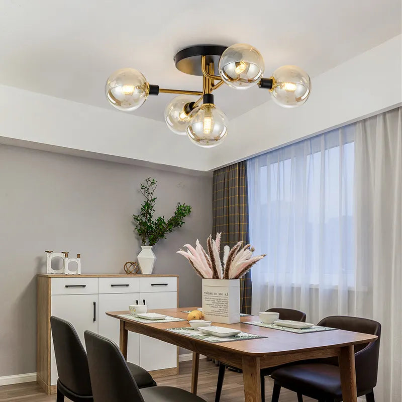 lustre led verre moderne salon maison décor plafonnier