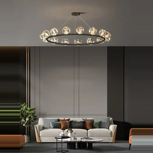 Art-déco-Deckenleuchte gold schwarz Design Kristall - vue 5 sur 24