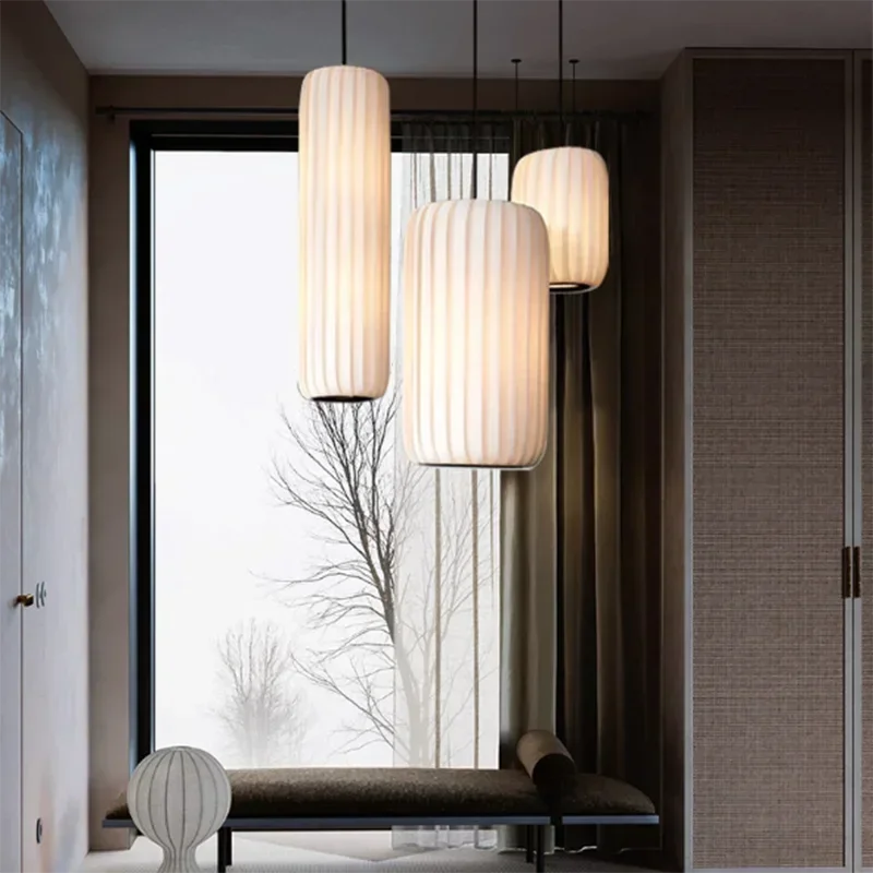 suspension en tissu japonais luminaires artistiques modernes minimalistes - vue 5 sur 9