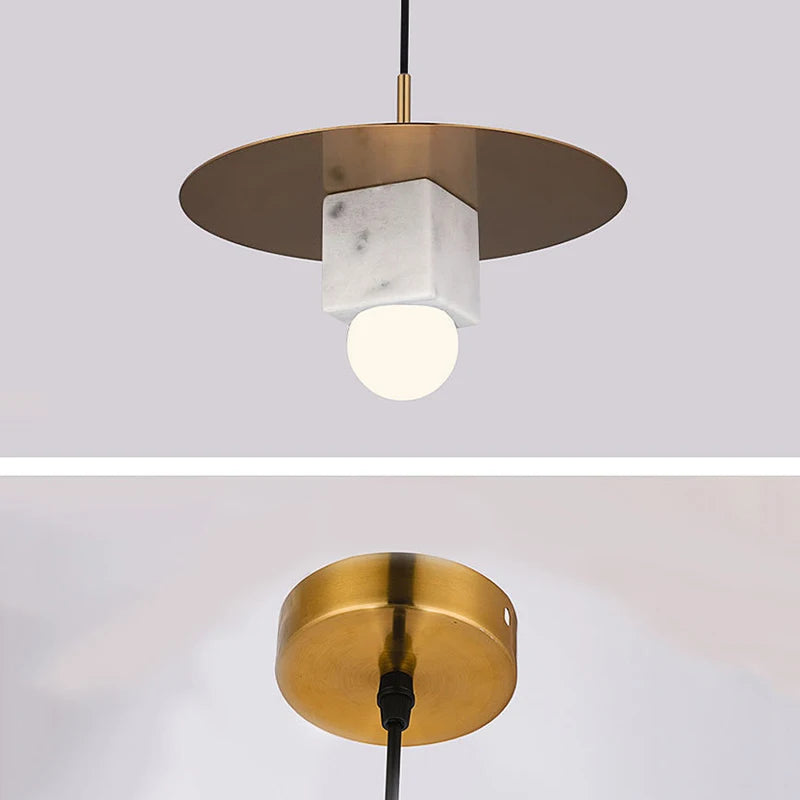 lustre en marbre naturel de luxe lumière led créative - vue 10 sur 9