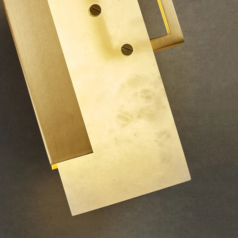 applique murale led luxueuse en marbre naturel et cuivre doré - vue 7 sur 7