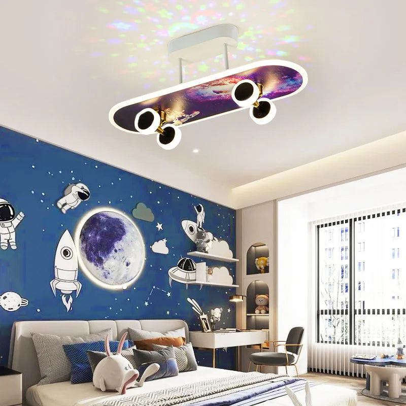 plafonnier créatif en forme de skateboard design moderne pour enfants - vue 5 sur 19