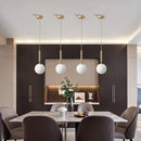 Suspension laiton noir boule lait LED