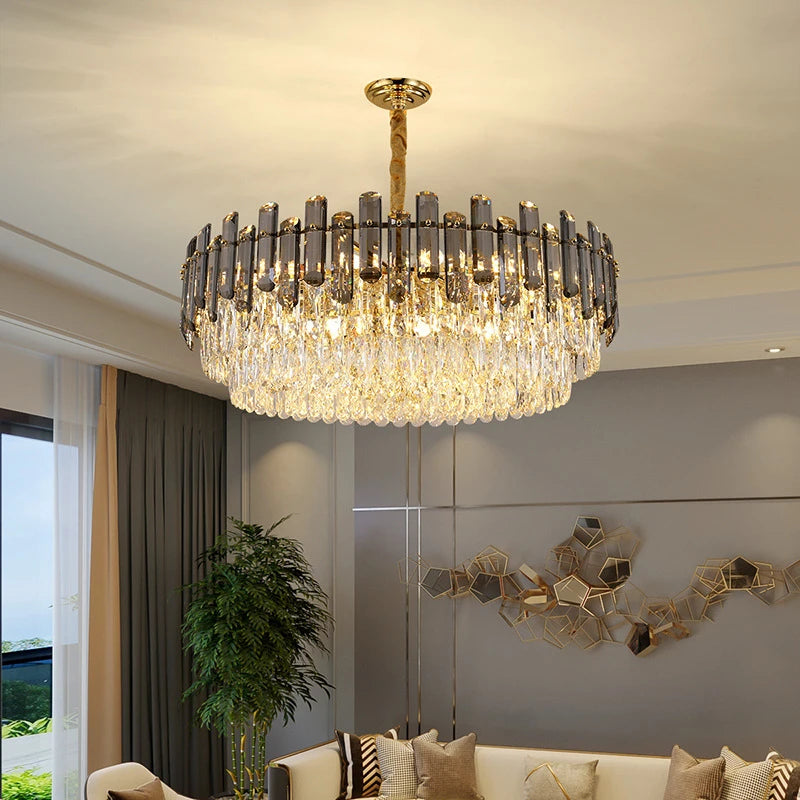 lustre en cristal k9 luxe avec lampe led décoration intérieure élégante - vue 6 sur 5