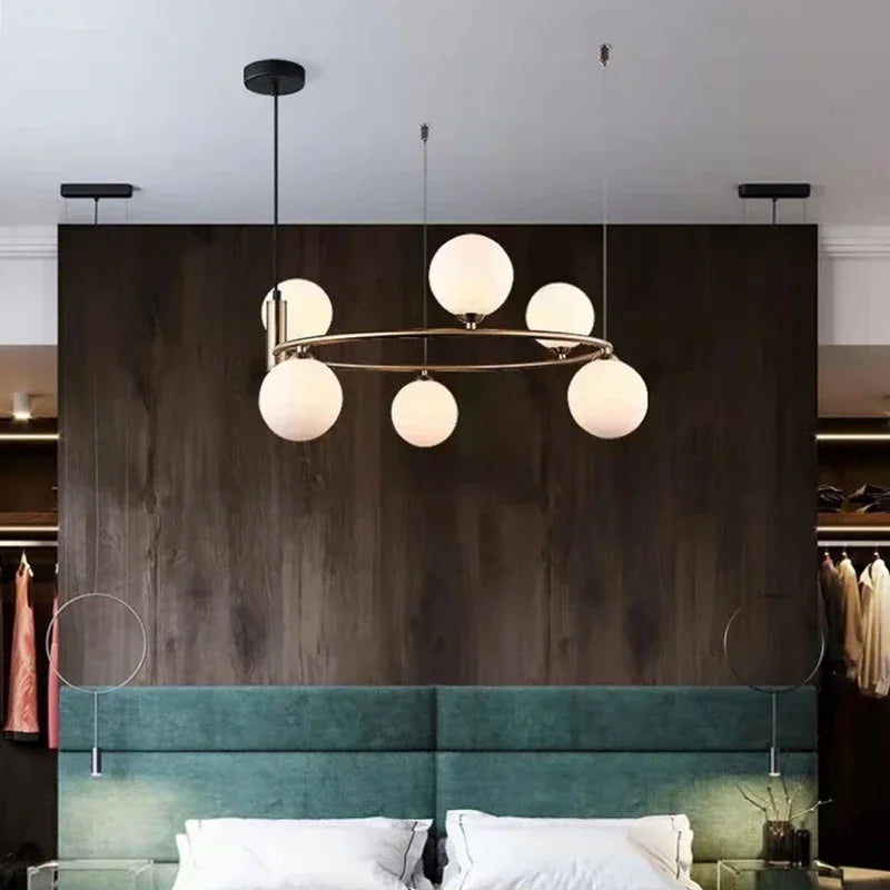 lustre nordique en verre led pour décoration maison - vue 4 sur 12