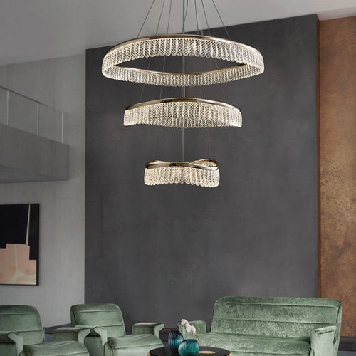 Minimalistischer LED-Kronleuchter im nordischen Stil aus Kristall - vue 5 sur 12