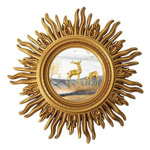 miroir décoratif mural sun apolo art designs or argent