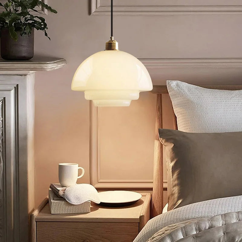 lampe suspendue moderne en verre led décorative nordique - vue 4 sur 9