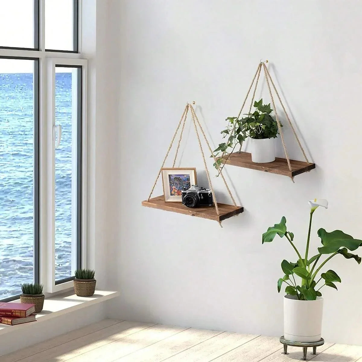 balançoire murale en corde pour plantes et décoration moderne - vue 9 sur 8