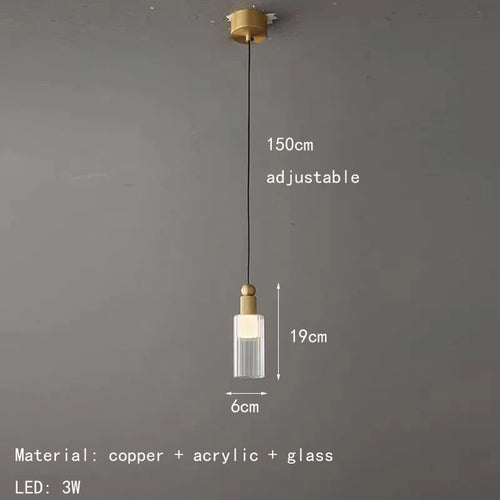 Moderne Pendelleuchte aus Glas und Kupfer mit 3 austauschbaren Kabeln - vue 9 sur 8