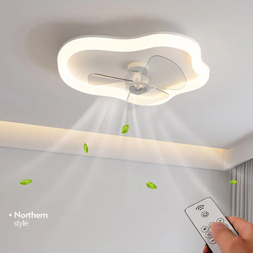 Minimalistischer nordischer LED-Deckenventilator mit Fernbedienung