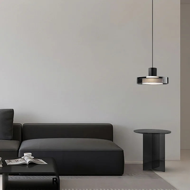 suspension ronde moderne en verre pour intérieur avec fil réglable - vue 5 sur 7