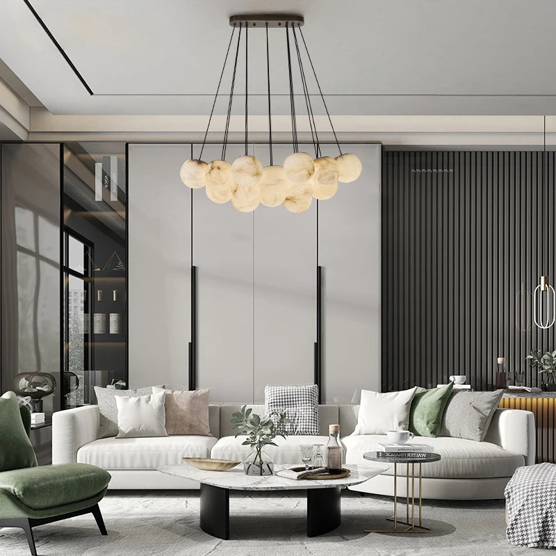 Deckenleuchte aus chinesischem Marmor Kollektion Pingpong klassisches Design - vue 3 sur 14