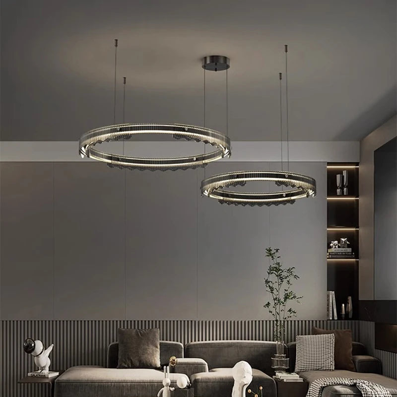 lustre moderne design rond en métal pour éclairage intérieur - vue 4 sur 10