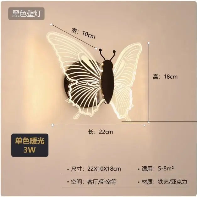 applique murale LED papillon pour chambre d'enfant décoration murale - vue 8 sur 10