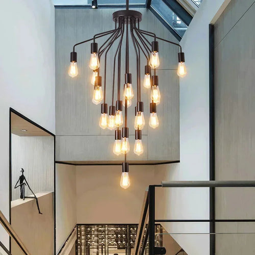 lustre rétro en fer avec led pour décoration intérieure - vue 2 sur 8