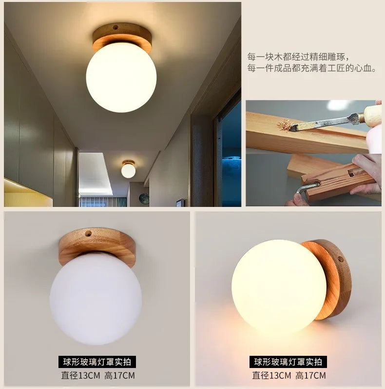 Deckenleuchte aus Massivholz nordisches minimalistisches Design solar