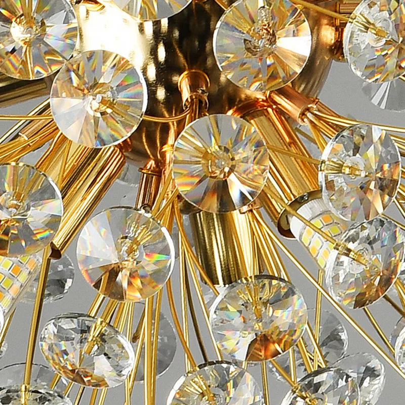 lustre led en cristal clair pissenlit pour hôtel belle déco - vue 6 sur 12