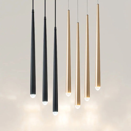 suspension conique en tube long en acrylique et cuivre pour bar et magasin