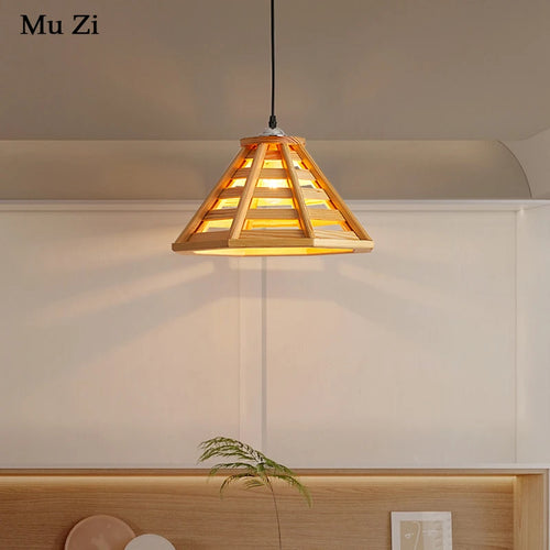 Moderne Pendelleuchte aus Holz mit LED-Beleuchtung für den Innenbereich - vue 2 sur 7
