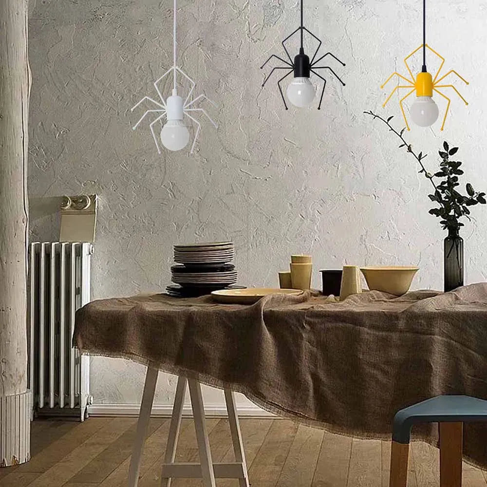 Retro-Pendelleuchte Kleiner Eisenmann Spinnenform LED für Loft Kinderzimmer Kaffee Bar - vue 9 sur 11