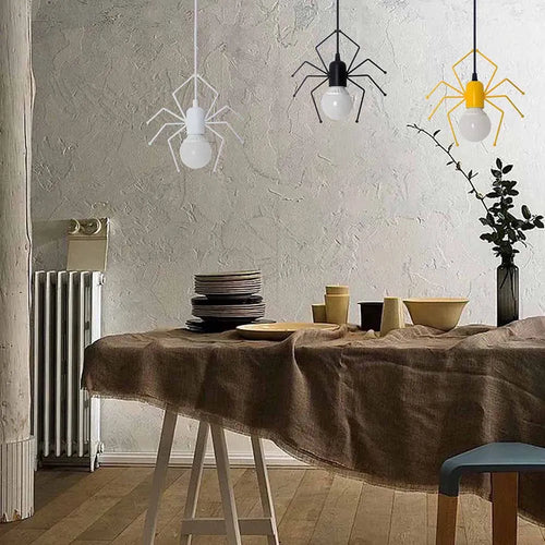 Retro-Pendelleuchte Kleiner Eisenmann Spinnenform LED für Loft Kinderzimmer Kaffee Bar - vue 9 sur 11