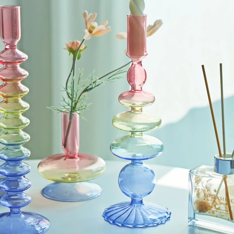 bougeoir en verre pour décorations de fête et mariage - vue 5 sur 16