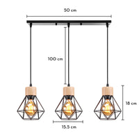 Vintage Pendelleuchte aus Holz LED-Holzleuchte im Industrial-Stil