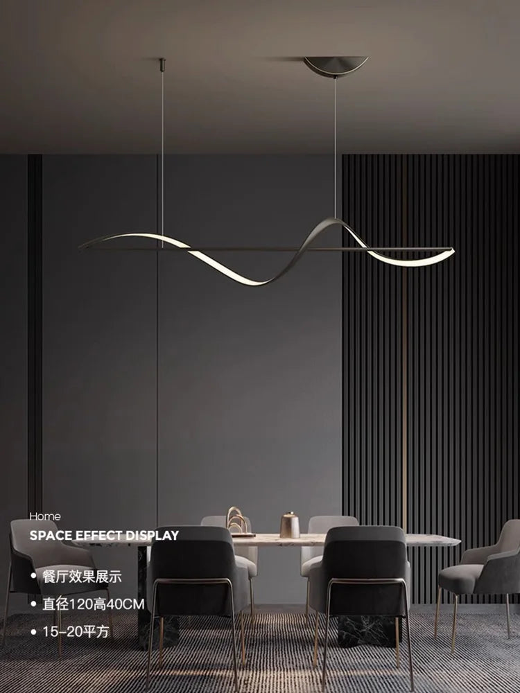 All copper modern minimalist restaurant chandelier, light luxury dining table lamp, Italian minimalist restaurant chandelier - vue 4 sur 11