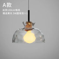 LED-Pendelleuchte im japanischen Stil aus Holz und Glas