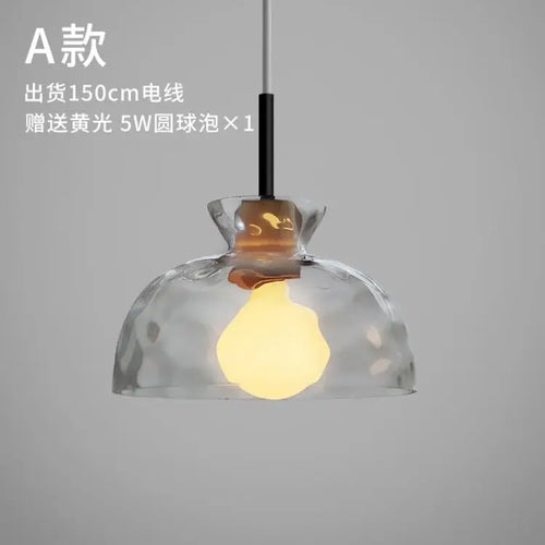 LED-Pendelleuchte im japanischen Stil aus Holz und Glas