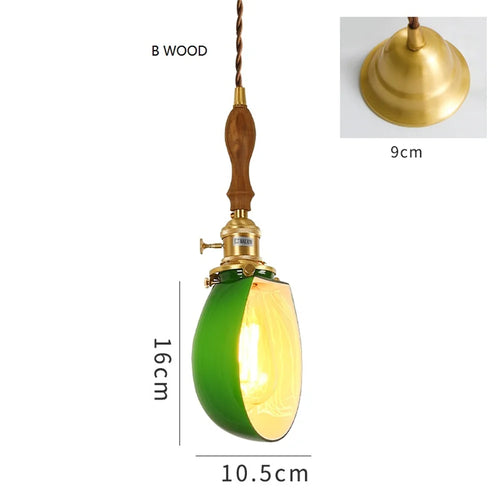 Vintage Pendelleuchte aus Kupfer mit Glasschalter - vue 12 sur 12