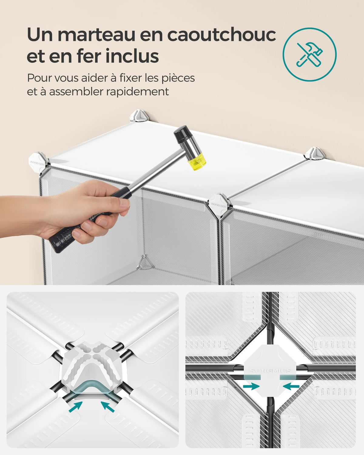 SONGMICS Étagère à Chaussures 12 Compartiments, Étagère de Rangement Modulable, Compartiment de 30 x 40 x 30 cm, Blanc