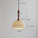 Suspension style japonais en céramique et bois de frêne vintage