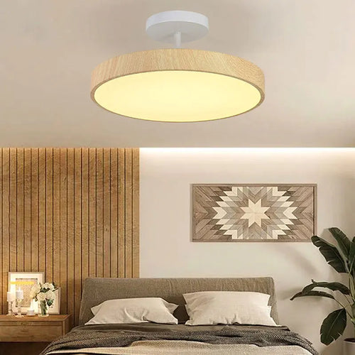 Moderner runder Deckenleuchte in Holzoptik für ein elegantes Interieur - vue 2 sur 14