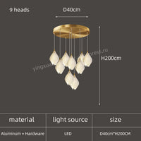 lustre led moderne en céramique en forme de pétales décoratif