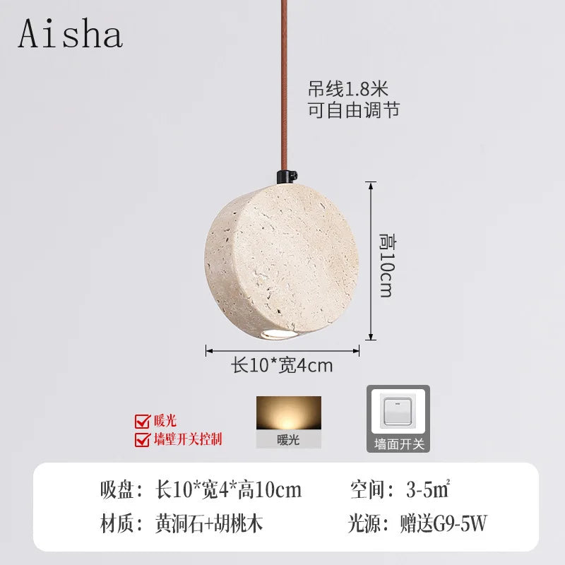 suspension japonaise wabi-sabi en pierre pour décoration intérieure - vue 7 sur 7
